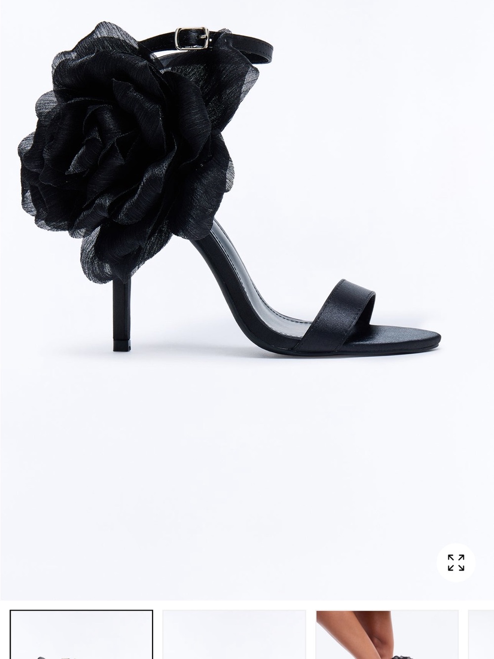 Fashion Nova Black Floral Ankle-Strap Stiletto